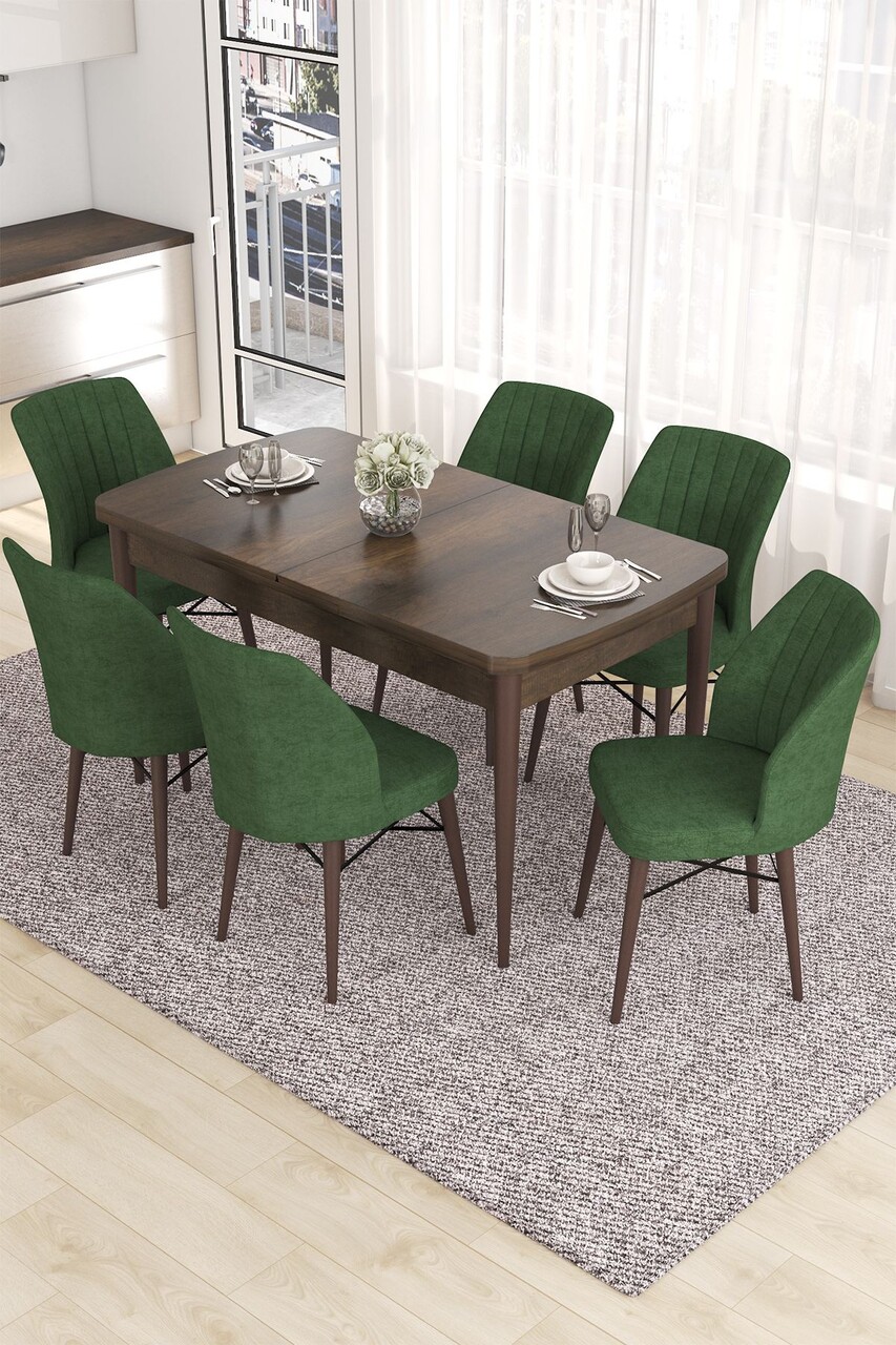 Set masa extensibila si scaune, Hanah Home, Eva, Baroc / Kaki - imagine 4